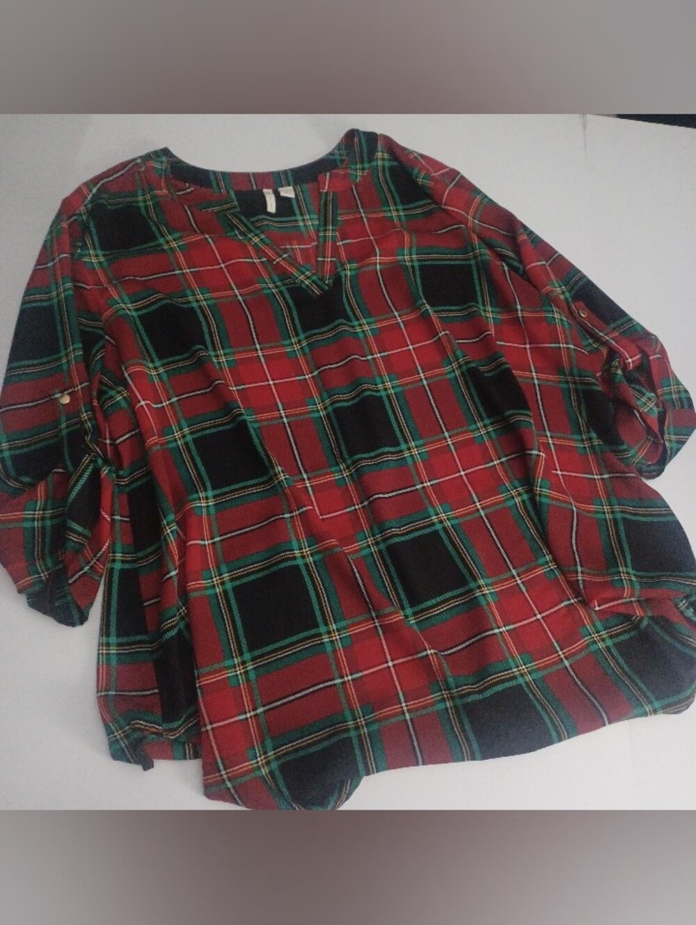 Cato Blouse Tartan Plaid Christmas Sz 18/20W